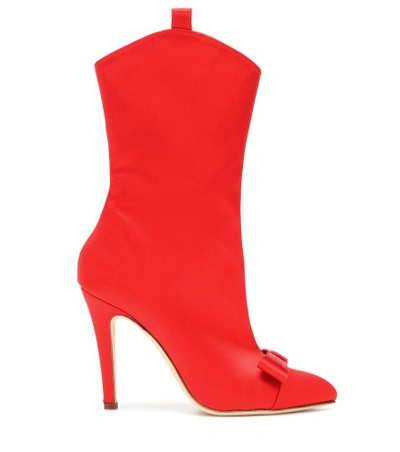 Shop Alessandra Rich Satin Ankle Boots In Red