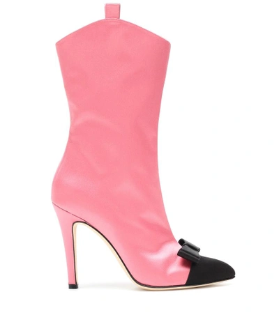 Shop Alessandra Rich Satin Ankle Boots In Pink