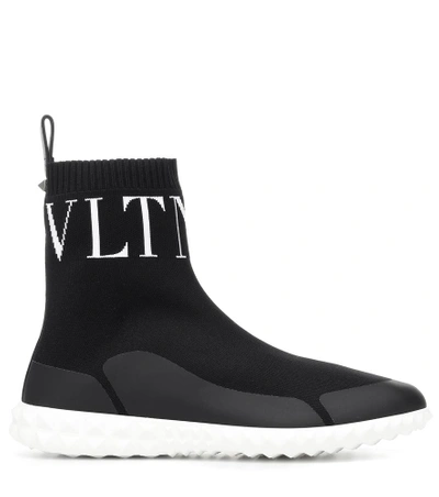 Shop Valentino Vltn Sock Sneakers In Black