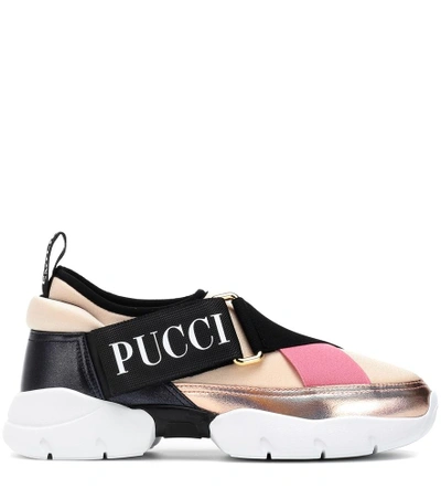 Shop Emilio Pucci Neoprene And Leather Sneakers In Multicoloured