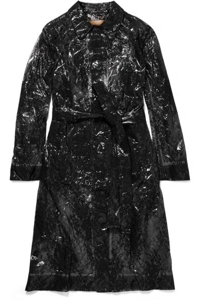 Shop Christopher Kane Lace And Pvc Trench Coat In Black