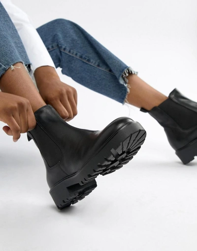 Vagabond Kenova Black Leather Chunky Chelsea Boots - Black | ModeSens