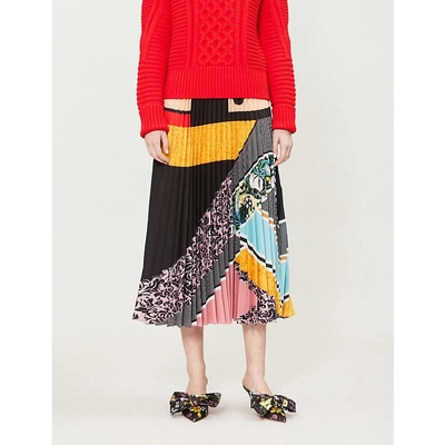 Shop Mary Katrantzou Geometric-print Pleated Crepe Midi Skirt In Multi Bauhaus