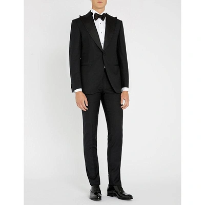 Shop Corneliani Diamond-patterned Academy-fit 18.24 Microns Wool Tuxedo Suit In Black