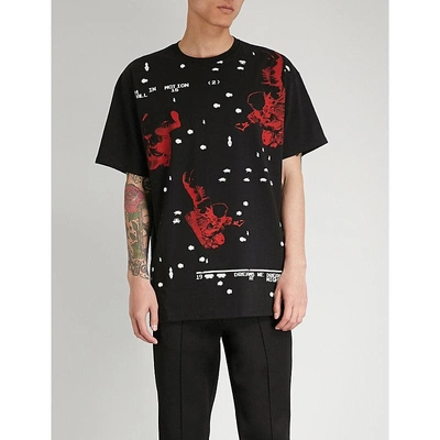 Shop Raf Simons Astronaut-print Cotton-jersey T-shirt In Black