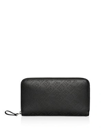 Shop Burberry Perforated Leather Ziparound Wallet In Black/silver