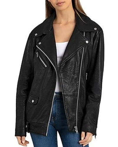 Shop Bagatelle.nyc Bagatelle. Nyc Oversized Leather Moto Jacket In Black
