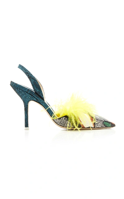 Shop Attico Feather Slingback In Yellow