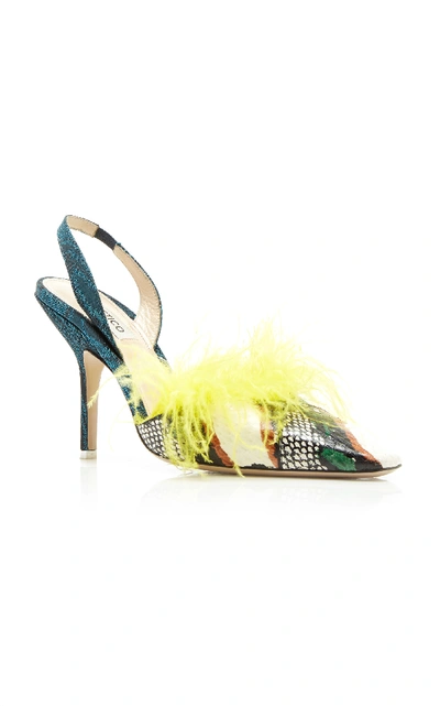 Shop Attico Feather Slingback In Yellow