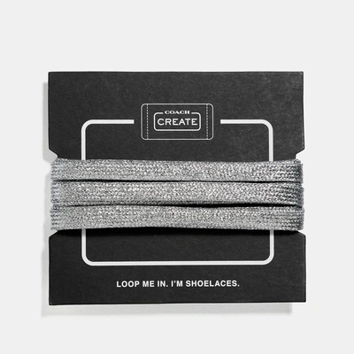 Shop Coach Metallic Shoe Laces In Silver