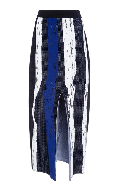 Shop Derek Lam Slit Knit Midi Skirt In Blue