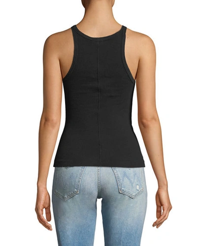Re/done Ribbed Scoop-neck Fitted Tank In Black
