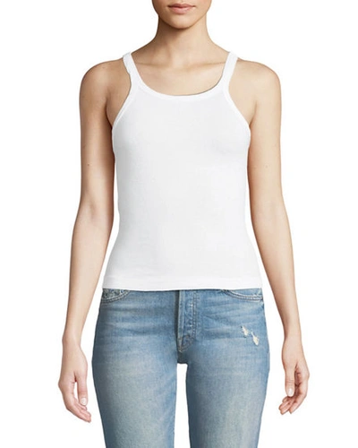 Shop Re/done Ribbed Scoop-neck Fitted Tank In White