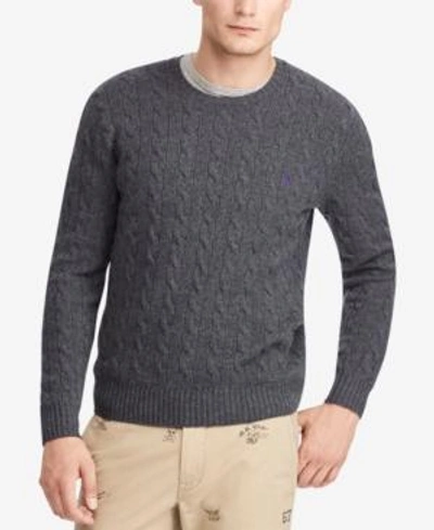 Shop Polo Ralph Lauren Men's Cable Wool-cashmere Sweater In Charcoal Heather