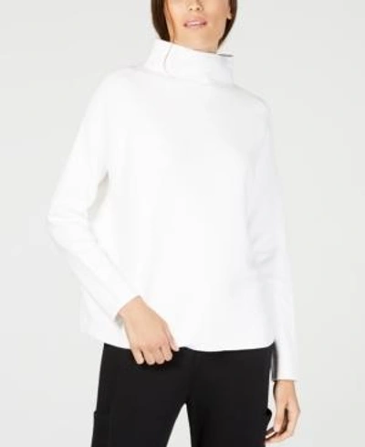 Shop Eileen Fisher Mock-neck Long-sleeve Sweater, Regular & Petite In White