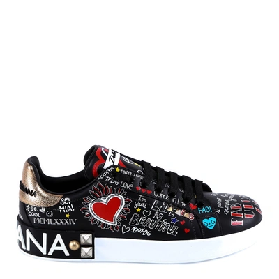 Shop Dolce & Gabbana Graphic Sneakers In Black