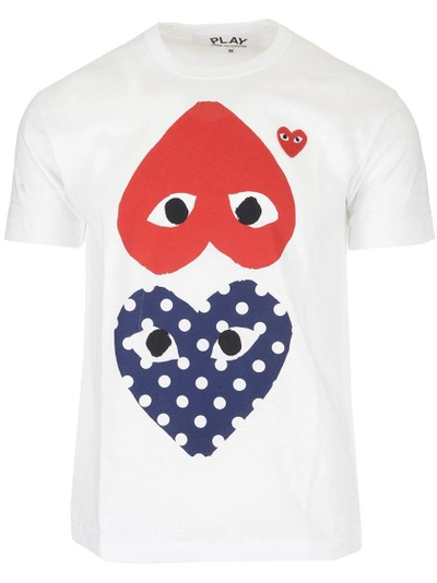 Shop Comme Des Garçons Play Polka Dot And Red Heart T In White