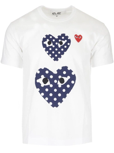 Shop Comme Des Garçons Play Polka Dot Heart T In White