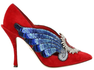 Shop Dolce & Gabbana Embellished Heeled Pumps In Red