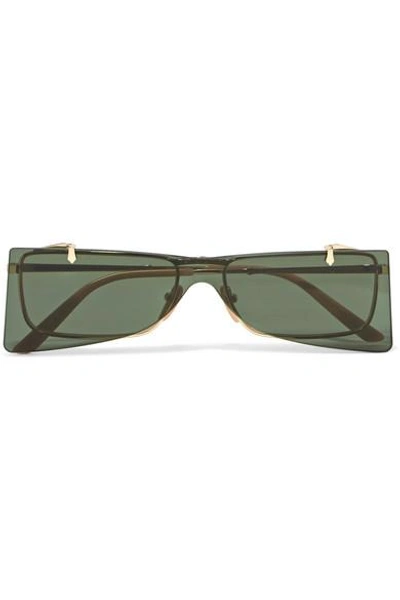 Shop Gucci Cat-eye Gold-tone Sunglasses In Green