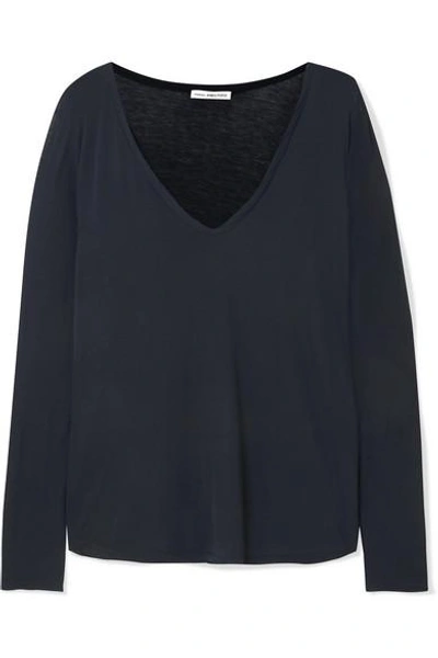 Shop James Perse Heather Cotton-jersey Top In Navy