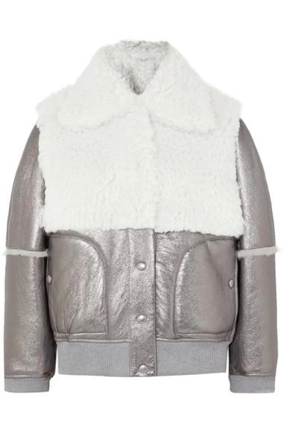 Shop See By Chloé Metallic Leather And Shearling Jacket