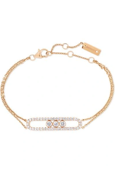 Shop Messika Move Classic 18-karat Pink Gold Diamond Bracelet In Rose Gold