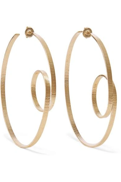 Shop Annie Costello Brown Circle Scroll Gold Vermeil Hoop Earrings