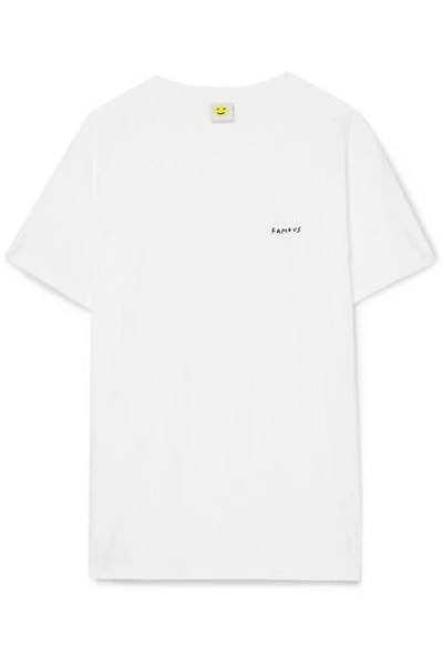 Shop Yeah Right Nyc Famous Embroidered Cotton-jersey T-shirt In White