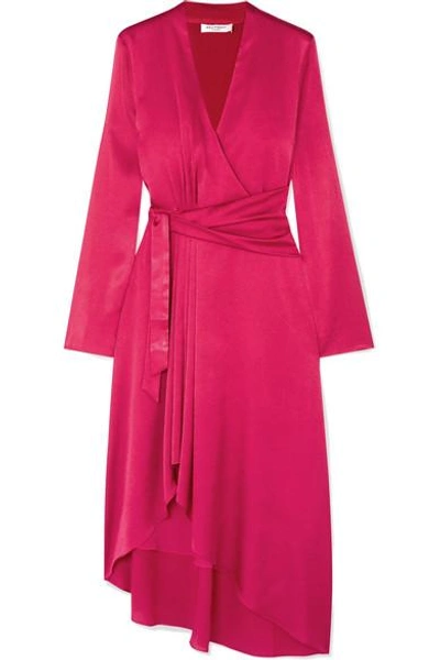 Shop Equipment Adisa Asymmetric Wrap-effect Satin Dress In Pink