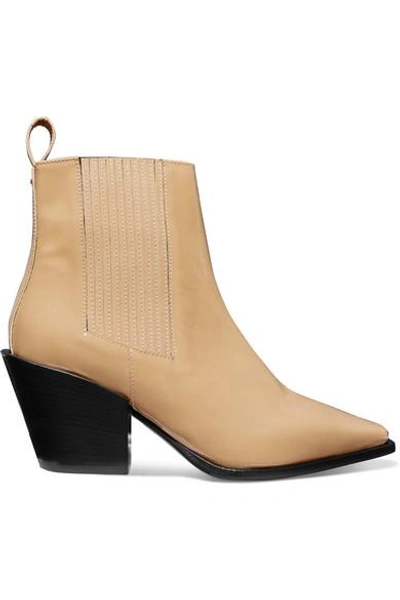 Shop Aeyde Kate Patent-leather Ankle Boots In Beige