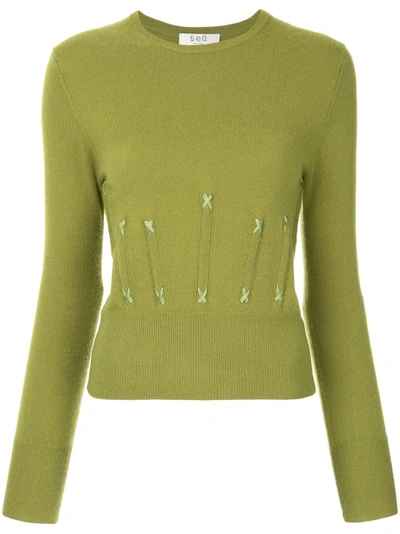 Shop Sea Corset Stitch Pullover - Green
