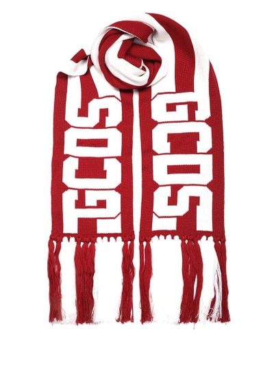 Shop Gcds Tassel Detail Logo Scarf In Red