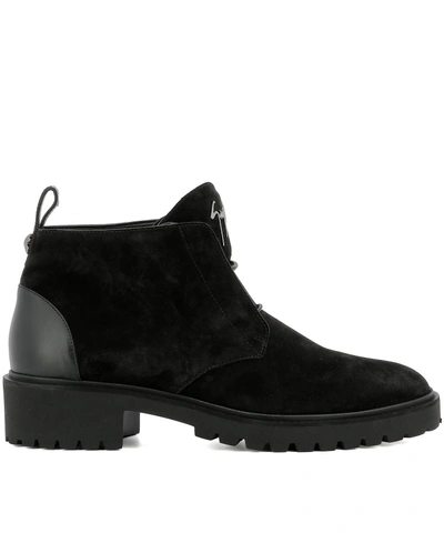Shop Giuseppe Zanotti Design Suede Ankle Boots In Black
