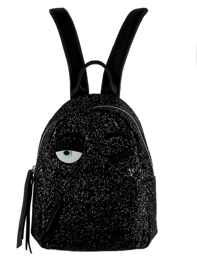 Shop Chiara Ferragni Black Glitter Backpack
