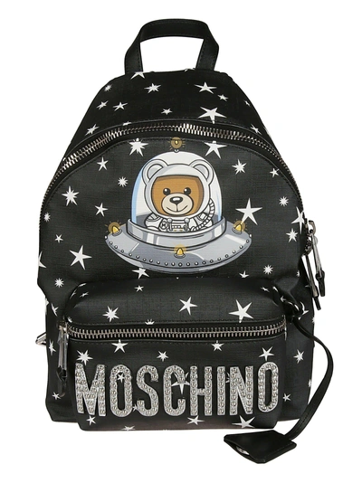 Shop Moschino Space Ufo Teddy Bear Backpack In Black
