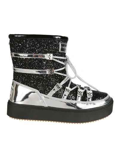 Shop Chiara Ferragni Metallic Snow Boots In Black