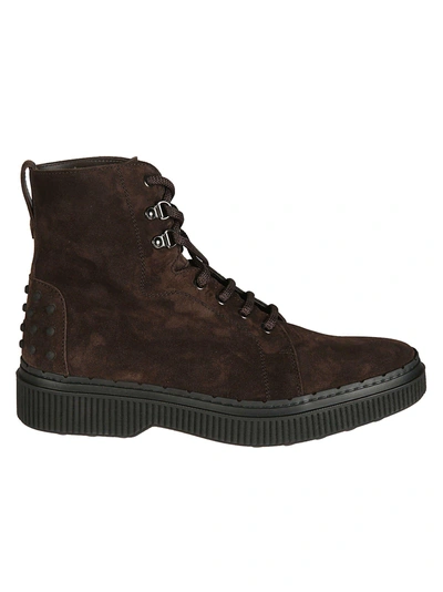 Shop Tod's Field Lace-up Boots In Brown