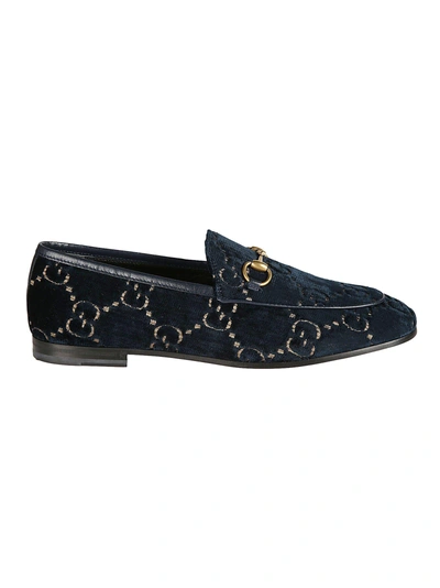 Shop Gucci Double Gg Pattern Loafers In Blue