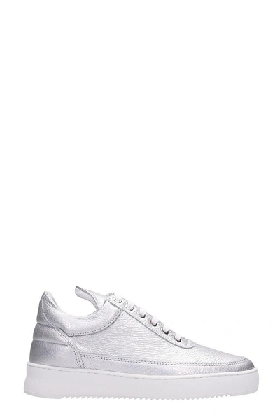 Shop Filling Pieces Silver Leather Sneakers