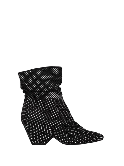 Shop Vic Matie Black Ankle Boots With Shell-shaped Heel And Studs In Nero