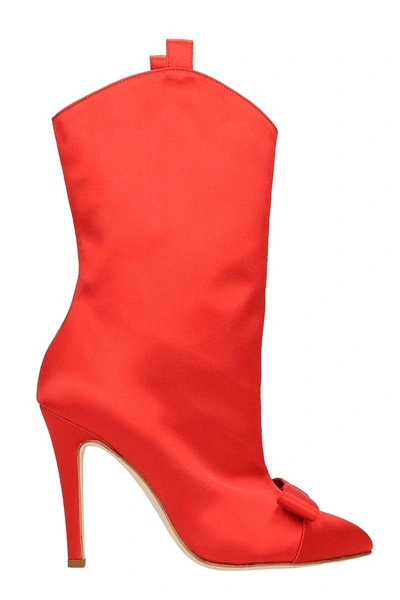 Shop Alessandra Rich Red Satin Ankle Boot