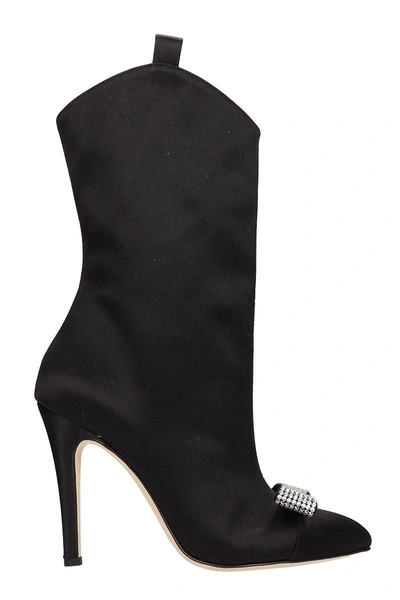 Shop Alessandra Rich Black Satin Ankle Boot