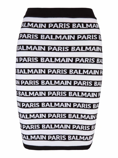 Shop Balmain Paris Skirt In Nero Bianco