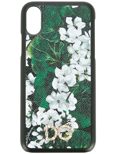 Shop Dolce & Gabbana White Geranium Printed Phone Case - Black