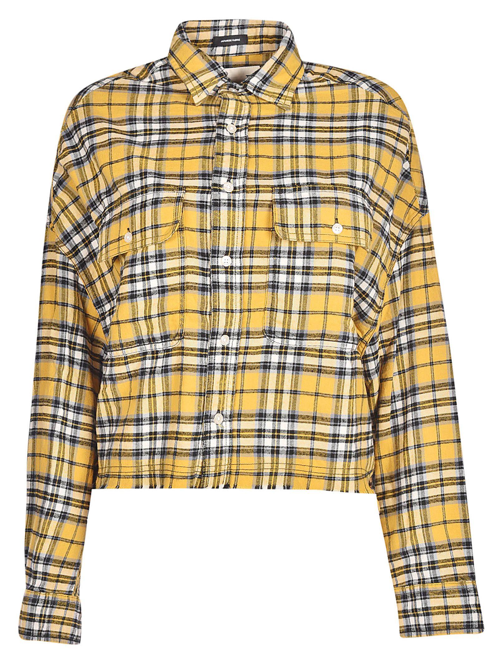 R13 Cropped Checked Cottonflannel Shirt In Yellow ModeSens