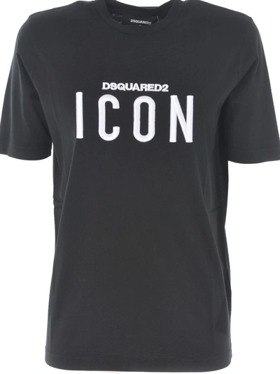 Shop Dsquared2 Icon Embroidered T-shirt In Nero