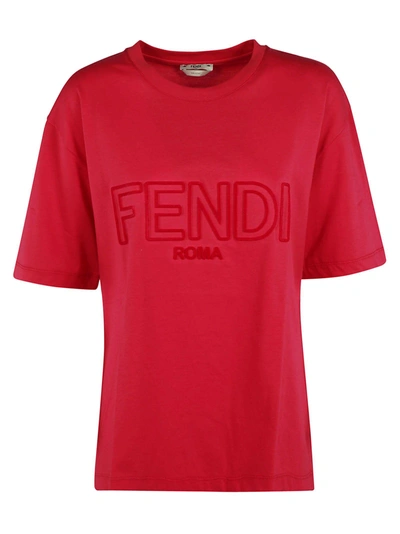 Shop Fendi Logo T-shirt In Red