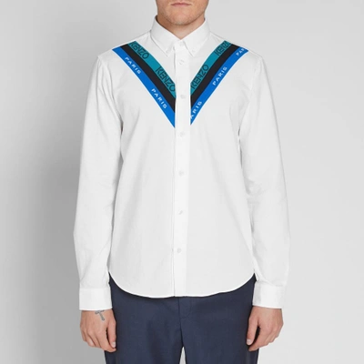 Shop Kenzo Knitted Insert Oxford Shirt In White