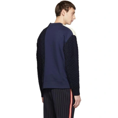 Shop Versace Navy And White Hybrid Sweater In A144 Navy
